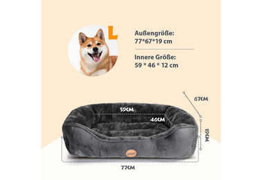 nobleza Hundematratze Hundebett für erwachsene Hunde aus Plüsch in Schwarz oder Grau – Bild 1 von 4