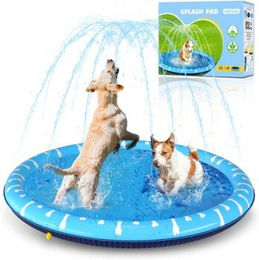 nobleza Hundepool mit Sprinkler aus Kunststoff in Blau mit Herzdesign – Bild 1 von 3