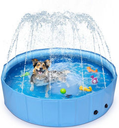 nobleza Hundepool mit Sprinkler für große Hunde Blau aus Kunststoff – Bild 1 von 5