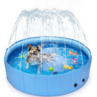 Produktbild von nobleza Hundepool mit Sprinkler für große Hunde Blau aus Kunststoff