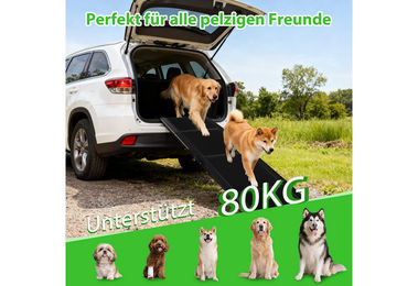 nobleza Hunderampe für Hunde aus Metall klappbare Treppe Schwarz 170 cm – Bild 1 von 3