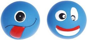 Nobleza Hundespielbälle mit lustigen Gesichtern 2er Set Blau aus Gummi – Bild 1 von 2