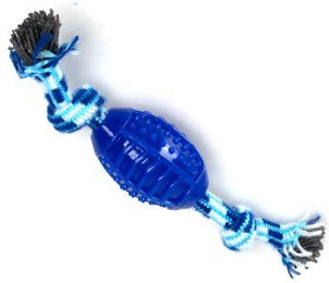 nobleza Hundespielzeug Zerrseil mit Kauball aus Polyester für kleine Hunde in Blau Schwarz oder Rot – Bild 1 von 3