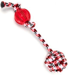 nobleza Hundespielzeug Zerrseil mit Kauball aus Polyester für kleine und mittlere Hunde in Rot, Schwarz oder Blau – Bild 1 von 3