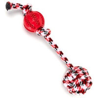 Produktbild von nobleza Hundespielzeug Zerrseil mit Kauball aus Polyester für kleine und mittlere Hunde in Rot, Schwarz oder Blau