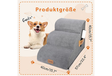 nobleza Hundetreppe aus Stoff für kleine Hunde in Grau – Bild 1 von 3
