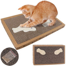 Nobleza Katzen Kratzbrett aus Wellpappe mit Katzenminze Braun 38,2 x 24,5 x 4 cm – Bild 1 von 13