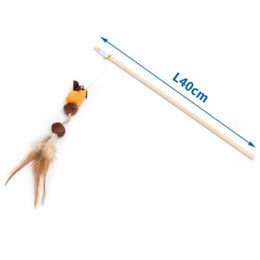 Produktbild von Nobleza Katzenangel Maus 3er Set aus Holz bunt orange für Katzen aller Altersstufen