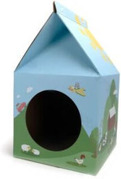 Nobleza Katzenhaus aus Kartonage mit Kratzbrett und Minze, Blau, Klein – Bild 1 von 4