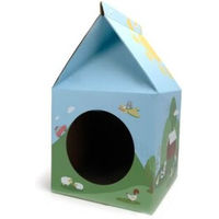 Produktbild von Nobleza Katzenhaus aus Kartonage mit Kratzbrett und Minze, Blau, Klein