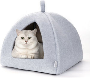 nobleza Katzenhaus und Hundebett Zwei in Eins aus Filz Grau – Bild 1 von 4