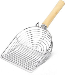 nobleza Katzenstreuschaufel aus Metall mit Holzgriff Silber Braun 29cm – Bild 1 von 2