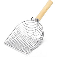 Produktbild von nobleza Katzenstreuschaufel aus Metall mit Holzgriff Silber Braun 29cm