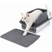 Produktbild von nobleza Katzentoilette aus Edelstahl mit hohem Rand in Silber