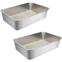 Produktbild von nobleza Katzentoilette aus Edelstahl Offene Schalentoilette Silber 60x40x15cm