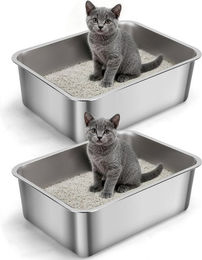 nobleza Katzentoilette aus Edelstahl Offene Schalentoilette Silber Größe L – Bild 1 von 2