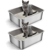 Produktbild von nobleza Katzentoilette aus Edelstahl Offene Schalentoilette Silber Größe L