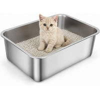 Produktbild von nobleza Katzentoilette aus Edelstahl Offene Schalentoilette Silber Größe L