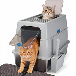 nobleza Katzentoilette Edelstahl XXL Haubentoilette mit Deckel 38L – Bild 1 von 3