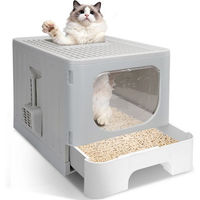 Produktbild von nobleza Katzentoilette mit Deckel aus Kunststoff Grau
