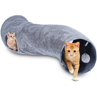 Produktbild von nobleza Katzentunnel S-förmig aus Plüsch grau faltbar - 108 cm