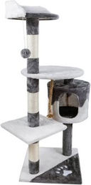 nobleza Kratzbaum für Katzen in H-Form mit Kuschelhöhle und Sisal-Kratzstämmen in Grau und Weiß – Bild 1 von 3