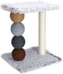 Nobleza Kratzbaum für Katzen quadratisch mit Perlen und Sisal in Grau und Bunt – Bild 1 von 3