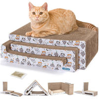 Produktbild von nobleza Kratzpappe für Katzen 3 in 1 Kratzbrett mit Katzenminze Braun