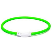 Produktbild von nobleza LED-Hundehalsband aus flexiblem Silikon wasserdicht und aufladbar in Grün mit 3 Leuchtmodi