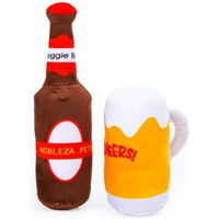 Produktbild von Nobleza Plüsch Hundespielzeug Bierflasche oder Bierglas mit Quietschfunktion aus Polyester in Braun Größe S