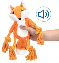 nobleza Plüsch-Hundespielzeug Fuchs mit Seil und Sound in Orange – Bild 1 von 2