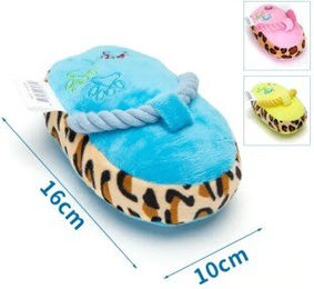 nobleza Plüschpantoffel Hundespielzeug aus Polyester mit Seilgriff in Blau 16x10 cm – Bild 1 von 2