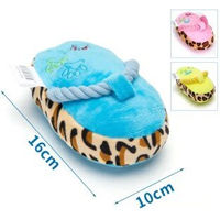 Produktbild von nobleza Plüschpantoffel Hundespielzeug aus Polyester mit Seilgriff in Blau 16x10 cm