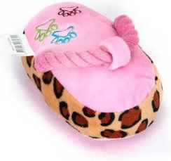 nobleza Plüschpantoffel Hundespielzeug mit Seilgriff aus Polyester in Rosa, 16x10 cm – Bild 1 von 2