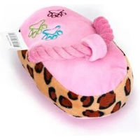 Produktbild von nobleza Plüschpantoffel Hundespielzeug mit Seilgriff aus Polyester in Rosa, 16x10 cm