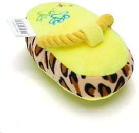 nobleza Plüschpantoffel Hundespielzeug mit Seilgriff Gelb 16x10 cm – Bild 1 von 2