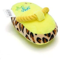 Produktbild von nobleza Plüschpantoffel Hundespielzeug mit Seilgriff Gelb 16x10 cm