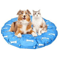 Produktbild von nobleza Rundes Hundebett Kühlbett Pfoten/Knochen Blau Weiß