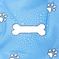 Produktbild von nobleza Rundes Kühlbett für Hunde mit Pfoten und Knochen Design in Blau und Weiß