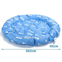 Produktbild von nobleza Rundes Kühlbett für Hunde mit Pfoten und Knochen Design in Blau und Weiß