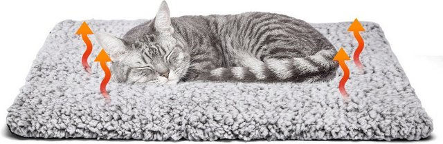 Nobleza Selbstheizende Hundematte und Katzendecke aus Plüsch in Grau – Bild 1 von 2
