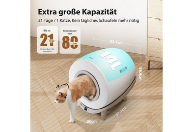 nobleza Selbstreinigende Katzentoilette XXL mit WiFi in Weiß - 80 l – Bild 1 von 4