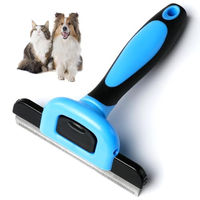 Produktbild von Nobleza Unterwollkamm Bürste aus Edelstahl für Katzen und kleine Hunde Blau Größe M
