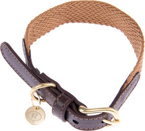 Produktbild von Nomad Tales Bloom Halsband für Hunde aus Kunstleder in Caramel Braun Größe M 40-46 cm Halsumfang 32 mm breit