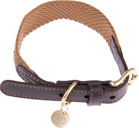 Produktbild von Nomad Tales Bloom Halsband für Hunde aus Kunstleder in Caramel Braun Größe S mit 36-40 cm Halsumfang und 25 mm Breite