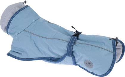 Produktbild von Nomad Tales Bloom Hundemantel Airy Blue wasserdicht aus Nylon mit 35 cm Rückenlänge