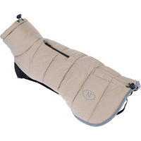 Produktbild von Nomad Tales Bloom Hundemantel Quilted Comfort Winter Mantel aus Nylon für kleine bis mittlere Hunde in Beige und Braun mit ca. 35 cm Rückenlänge