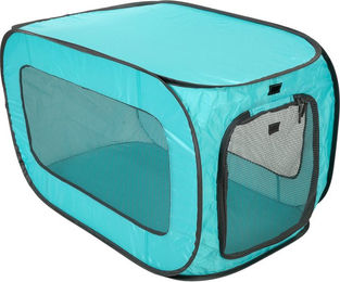 Produktbild von Nomad Tales Faltbare Hundebox für Welpen aus Polyester in Blau Grün oder Türkis L 83 x B 50 x H 47 cm