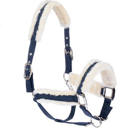 Produktbild von Nomad Tales Halfter für Ponys mit Kunstfellbesatz in Marineblau aus Polyester