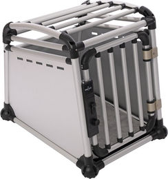 Produktbild von Nomad Tales Spirit Hundebox aus Aluminium in Silber Größe M B 60 x T 81 x H 66 cm